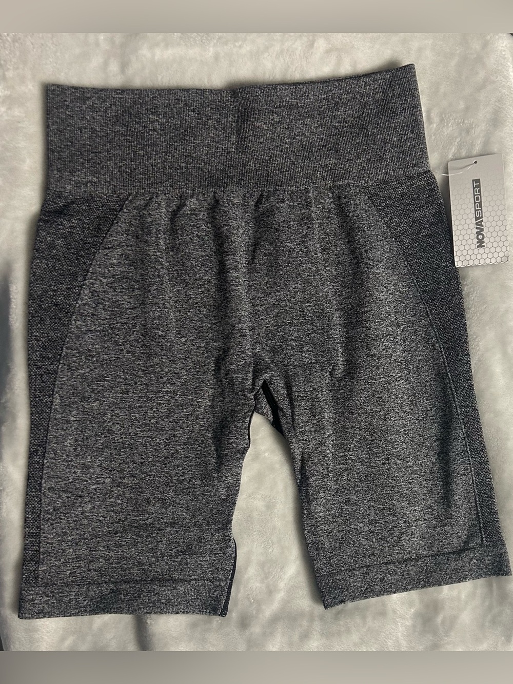 womans gray seamless Sweat Wicking stretch high rise biker shorts small medium
